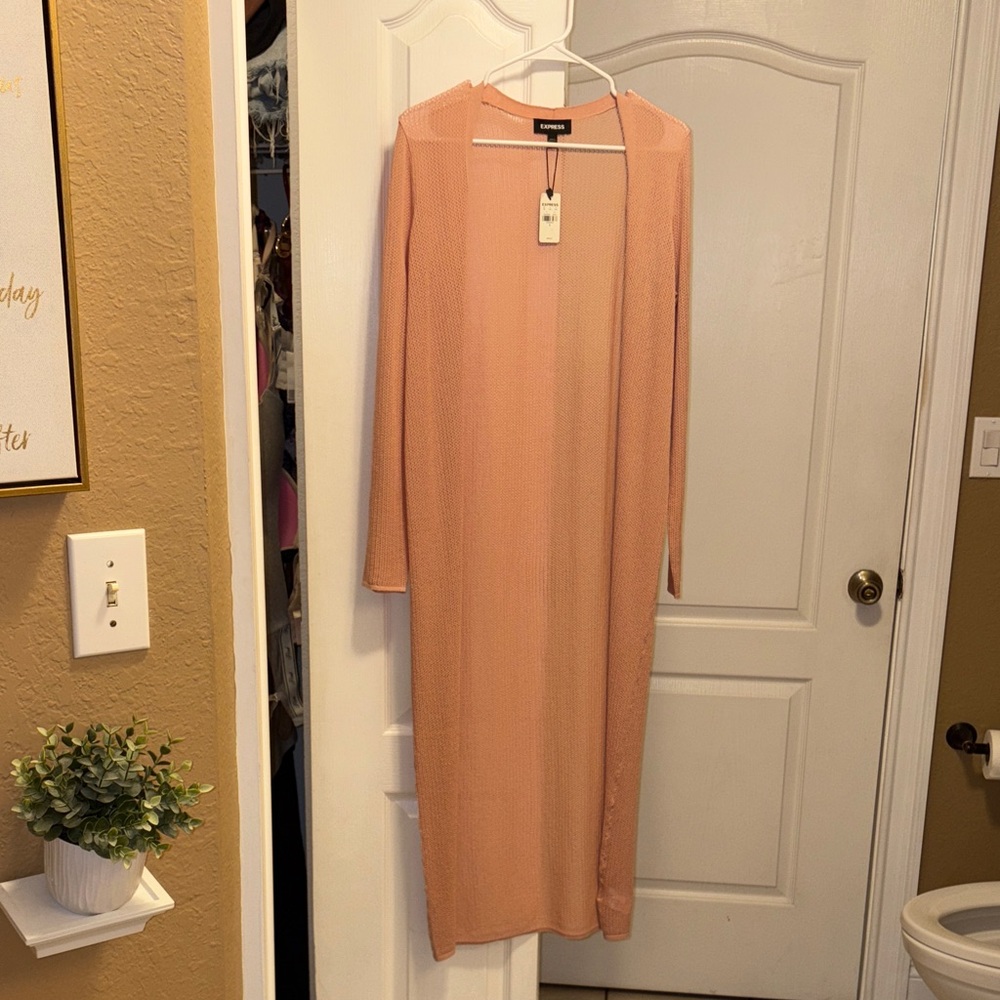 Express Coral Open-Front Cardigan